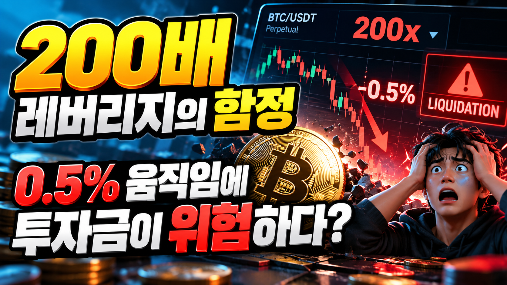 코인 선물 거래 200배 레버리지 및 강제청산 위험성 안내