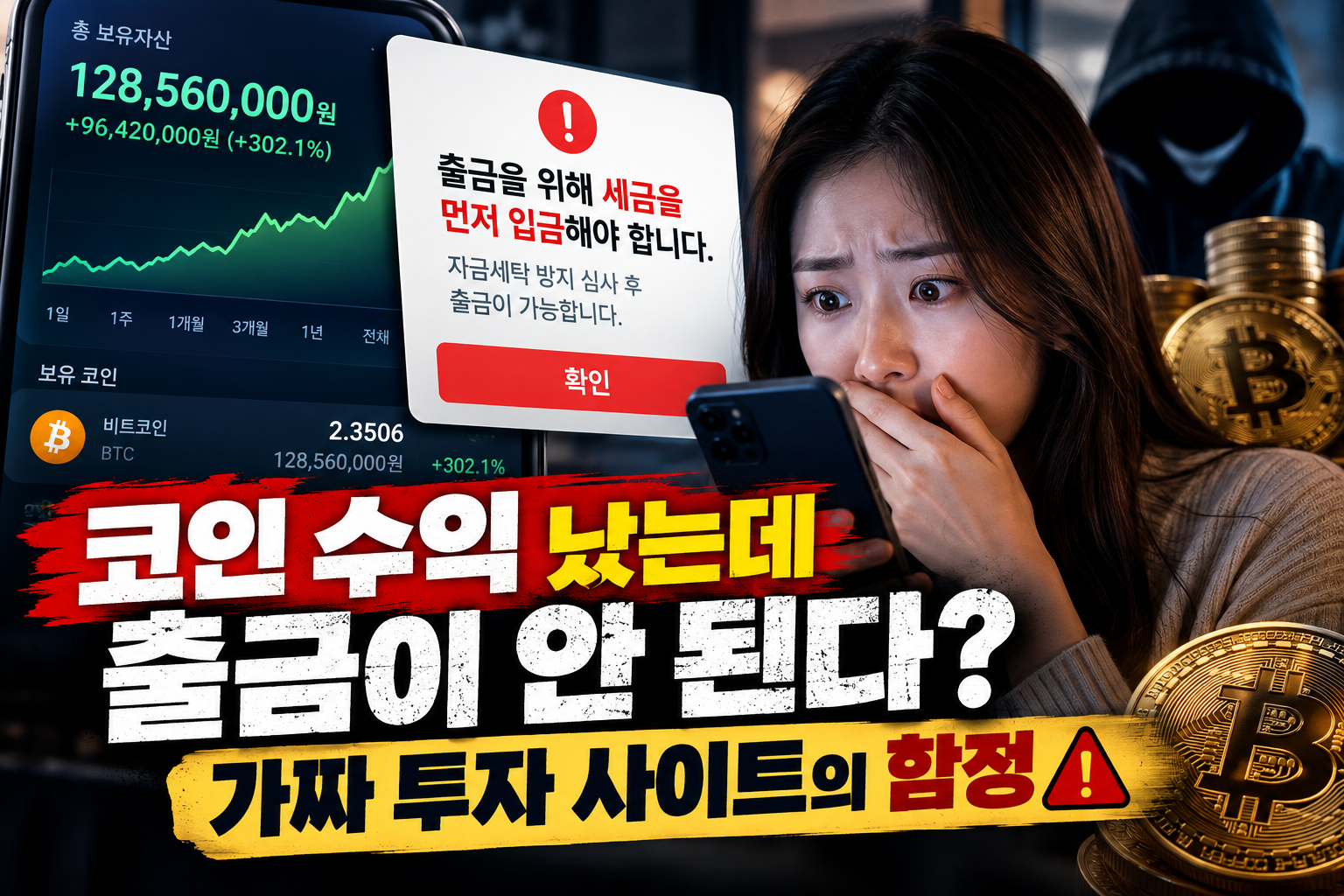 코인 가짜 투자 사이트 출금 수수료 사기 구별법 및 예방법